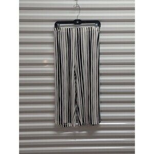 Chico's Size 3 (XL/16) Pull On Black & White Crop Wide Leg Pants